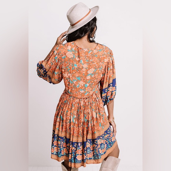 Mini Baby Doll in Rust Dress flower print | XL | NWT ! - Picture 7 of 13